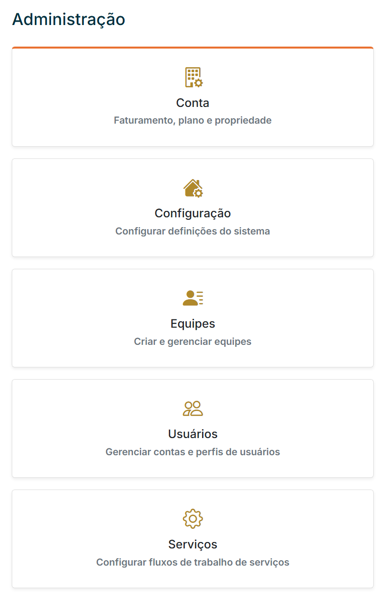 Exemplo de administração