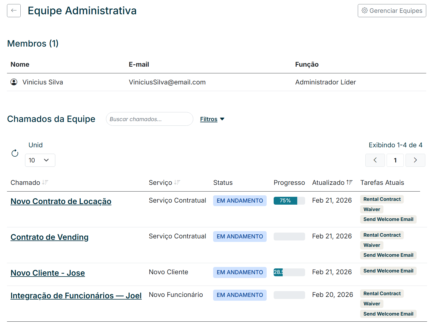 Exemplo de visão da equipe